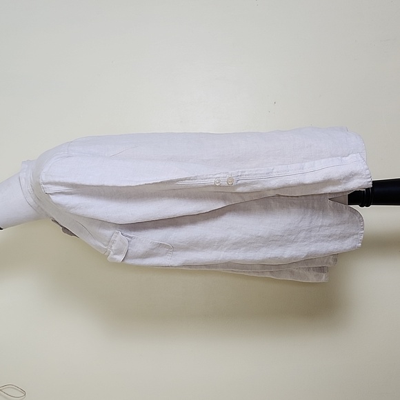 Madison & Max Women's Classic 100% Linen Beige Long Sleeve Button Down Blouse - Picture 5 of 13